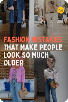 four different pictures with the words fashion instagrams that make people look so much older