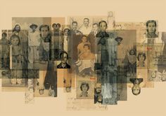 a collage of people with many different pictures on the same piece of paper, including one man and two women