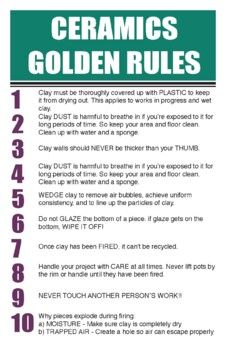 the instructions for ceramics golden rules