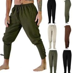 men's jogger pants with side pockets and draws, all in different colors