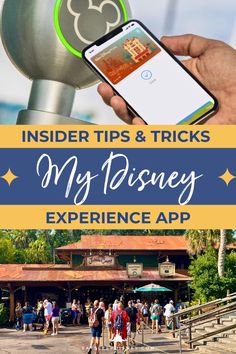 the disneyland experience with text overlay reading insider tips & tricks my disney experience app