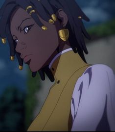 an anime character with dreadlocks looking at the camera