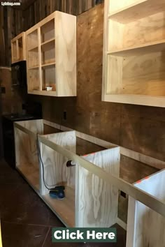 the kitchen cabinets are being built and ready to be installed