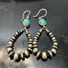 Native America Navajo Sterling Silver Turquoise,Pearl Beaded Dangling Earring's. Casual Country Outfits, Beaded Dangle Earrings, Country Outfits, Beaded Dangles, Silver Turquoise, Turquoise Sterling Silver, Pearl Beads, Blue And Silver, Dangle Earrings