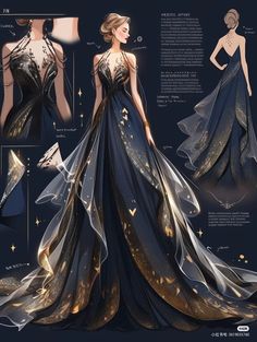 Fantasy Ball Outfits, Feyre Dress, Acotar Dress, Fantasy Ballgown, Dark Fairytale Aesthetic, Book Dresses, Starfall Ball, Fantasy Dress Design