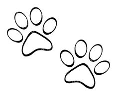 two black and white paw prints on a white background