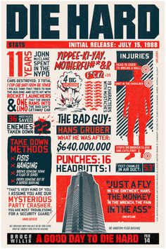 a poster for the band die hard, featuring an image of a man in red and black