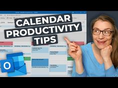 a woman pointing at a calendar with the words'calendar product tips'in front of her