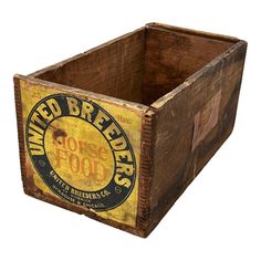 an old wooden crate with the words united beefers on it's front and side