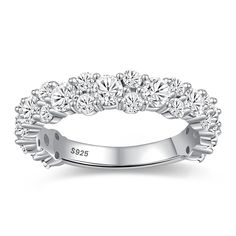 a white gold wedding band with round cut diamonds