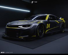 the chevrolet camaro zl1 race car is on display