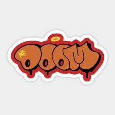 a sticker with the word bacon written on it and three pigs in different colors