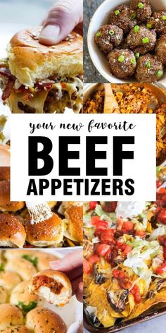 beef appetizers with text overlay that reads, your new favorite beef appetizer