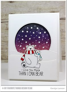 a card with an image of a polar bear and the words love you more than i can bear