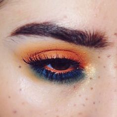 Eyeshadow Orange, Colourful Eyeshadow, Orange Eye Makeup, Colourful Makeup, Orange Eyeshadow, Orange Makeup, Makeup For Blue Eyes, Smink Inspiration