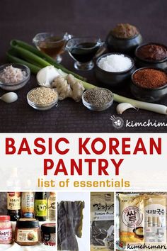 the cover of basic korean pantry list of essentials