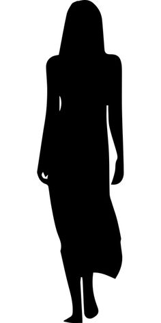 the silhouette of a woman in a long dress