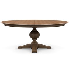 an oval wooden table with two pedestals on one end and four leaves on the other