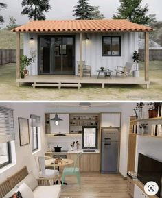 the before and after pictures show how tiny houses are made