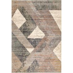 an area rug with different colors and shapes