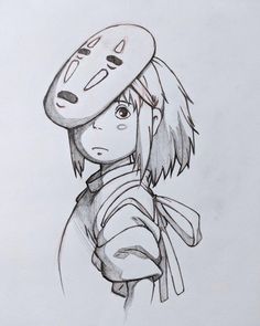 a drawing of a girl with a hat on her head