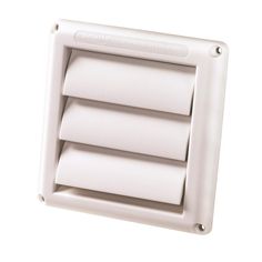 a white wall mounted exhaust fan with four rolls of paper on it's side