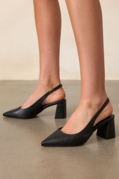 Lost Your Chance Black Pointed-Toe Slingback Heels Fall Silhouettes, Black Work Shoes, Stunning Heels, Preppy Girls, Black Kitten Heels, Black Bridesmaids, Colorful Heels, Slingback Heels, Point Shoes