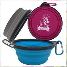 Collapsible Silicone Bowls 3 Pack (XL 25oz Each) with Color Matched Carabiner Clips - Dishwasher Safe BPA FREE Food Grade Sil Dog Grooming Shop, Waterproof Dog Collar, Large Dog Crate, Silicone Bowl, Carabiner Clip