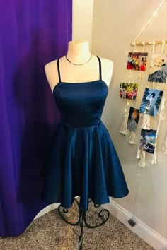 Grade 8 Grad Dresses, Promotion Dresses, Grad Dresses Short, Cute Formal Dresses, School Dance Dresses, Blue Dress Short, Blue Homecoming Dresses, Formal Dresses Short, Pretty Prom Dresses