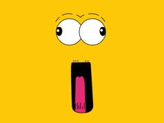 a yellow background with eyes and tongue sticking out