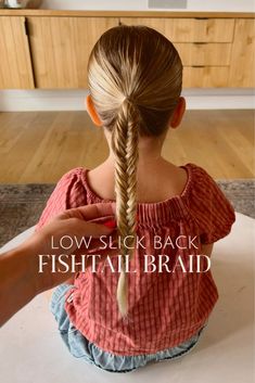 Looking for back to school hairstyle ideas? This low slick back fishtail braid is so cute! I'm linking all of our favorite hair products to create this fun hairstyle. Tap to shop! Braid School Hairstyles, Kids Hairstyles School, Kids Pool Hairstyles, Kids Beach Hairstyles, Toddler School Hairstyles Girl, Toddler Summer Hairstyles, Children’s Hairstyles, Braided Toddler Hairstyles, School Hairstyles Kids