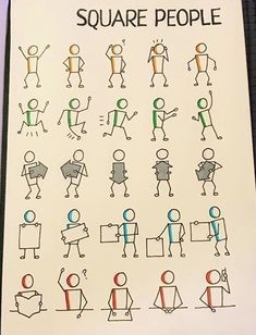 a poster with many different types of people on it's back side, and the words square people written in bold colors