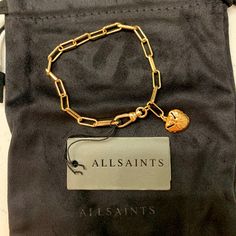 Adorable Nwt All Saints Gold Link Bracelet With A Sand Dollar Charm. It Is 7 Inches Long And Comes With Original All Saints Pouch. Please Let Me Know If You Have Any Questions! :) Hammered Cuff Bracelet, Horn Bracelet, Charm It, Saint Jewelry, Pearl Cuff Bracelet, Pearl Cuff, Gold Link Bracelet, Gold Link, Gold Bracelet Cuff