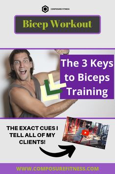 the 3 keys to biceps training for beginners info sheet with text below