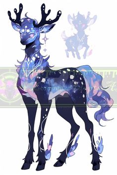 a drawing of a deer with stars on it's head