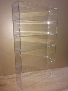 a clear plastic shelf with six shelves on each side