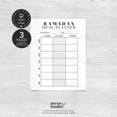 Ramadan Meal Planner Printable Recipe Card Template, Recipe Cards Template