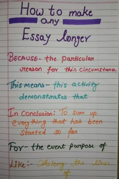 a piece of paper with writing on it that says how to make an easy essay