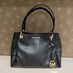 Price Is Firm New With Tag! 13.75”W * 5.5”D * 9.5”H 8.75” Strap Drop Classic Michael Kors Shoulder Bag With Gold-tone Hardware, Modern Michael Kors Shoulder Bag With Branded Hardware, Classic Black Satchel With Branded Hardware, Michael Kors Black Satchel With Removable Pouch, Modern Michael Kors Shoulder Bag With Top Carry Handle, Michael Kors Black Satchel For Daily Use, Michael Kors Black Leather Satchel, Michael Kors Black Bag With Top Carry Handle, Everyday Michael Kors Shoulder Bag With Top Handle