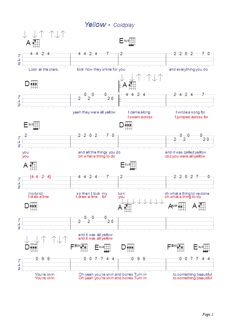 the guitar tab for yellow company