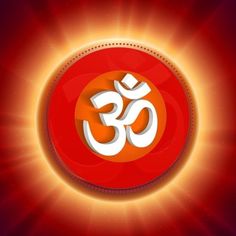 an om shan symbol on a red and orange background