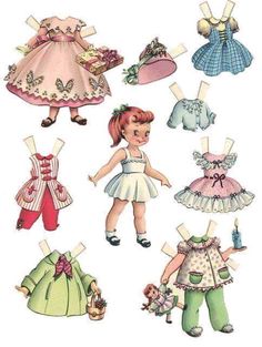 the paper doll is made up of many different outfits