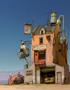 an image of a building that is made out of junkyards and other things