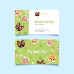 two business cards with dogs on them