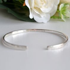 When you give a personalized silver bracelet, you're giving more than just a piece of jewelry. You're giving a special, meaningful gift that celebrates the recipient's unique personality and style. It's a gift that shows how much you care. Our personalized silver bracelets are perfect for any occasion, whether it's a birthday, anniversary, or just because. They are a thoughtful and timeless gift that will always be appreciated. So why not give a gift that will make them feel special and loved on Nickel-free Silver Cuff Bracelet For Anniversary, Nickel-free Sterling Silver Cuff Bracelet For Anniversary, Silver Adjustable Cuff Bracelet For Personalized Gift, Sterling Silver Nickel-free Cuff Bracelet For Anniversary, Adjustable Hand-cast Silver Cuff Bracelet, Personalized Silver Bracelets, Hammered Bracelet, Engraved Bracelet, Timeless Gifts