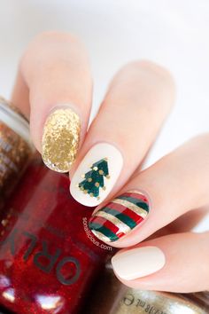 Diy Christmas Nail Art, Winter Nails Gel, Nail Art Noel, Christmas Nails Diy, Nagellack Trends, Tree Nails, Cute Christmas Nails, Christmas Nail Art Designs, Best Nail Polish