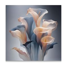 an abstract painting of flowers on a gray background