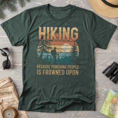 The perfect gift for the Hiker or Hiking Lover in your life! This funny hiking shirt by Triangle Threads is sure to bring a smile to the most hardened of outdoor lovers in your life. Get one today and stop punching people! Hiking Tshirt, Mount Rainier National Park, Hiking Shirt, Rainier National Park, Smoky Mountain National Park, Hiking Shirts, Outdoor Lover, Rocky Mountain National, Rocky Mountain National Park