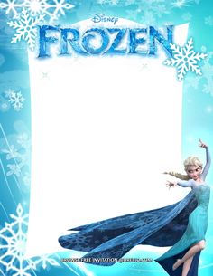 the frozen princess is dancing with snowflakes on her head and arms in front of an empty sheet of paper