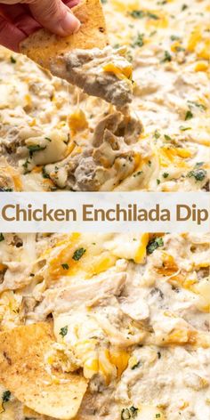 chicken enchilada dip with tortilla chips